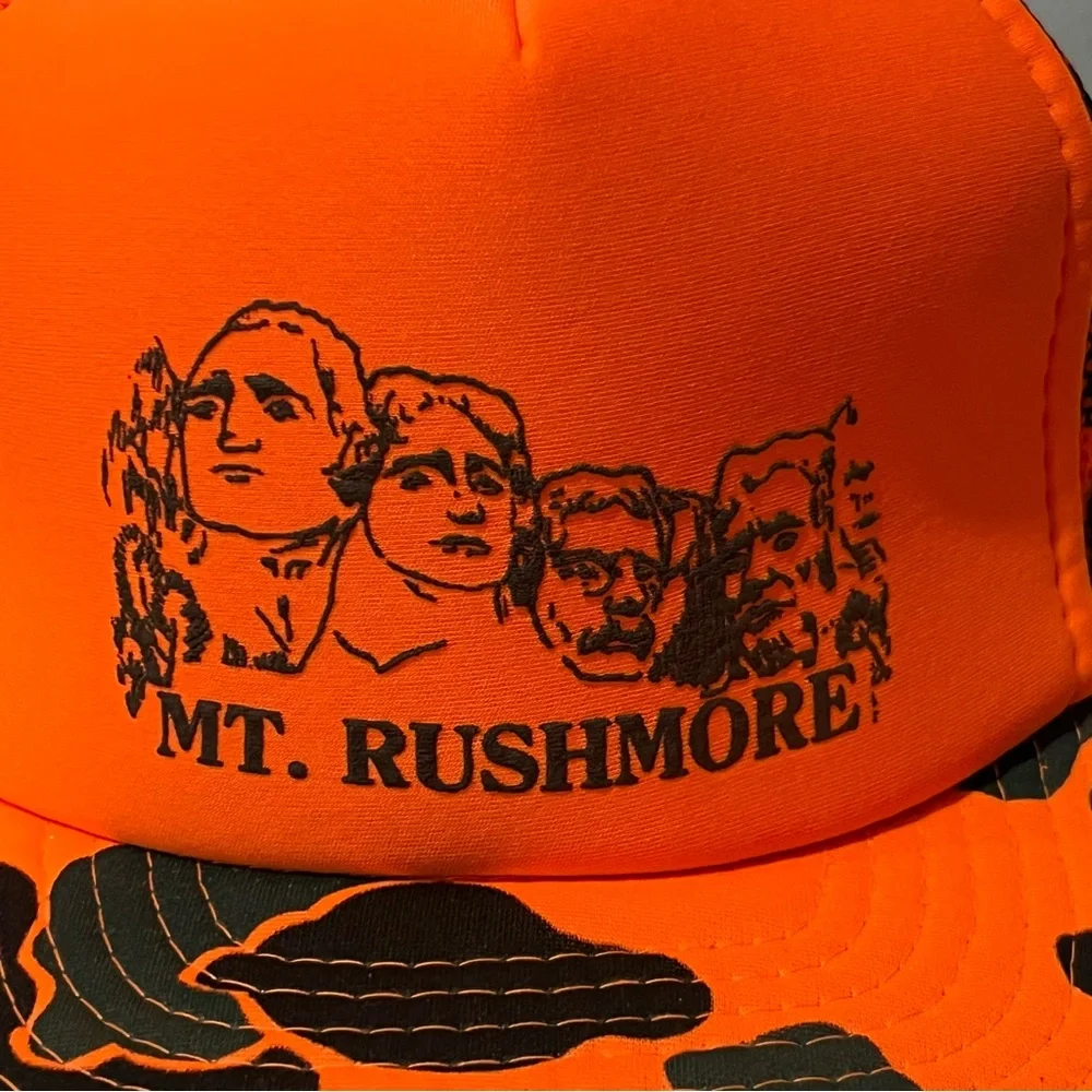 NEW Vintage Mt Rushmore Camo Adjustable SnapBack‎ hat Cap Orange  Green B…